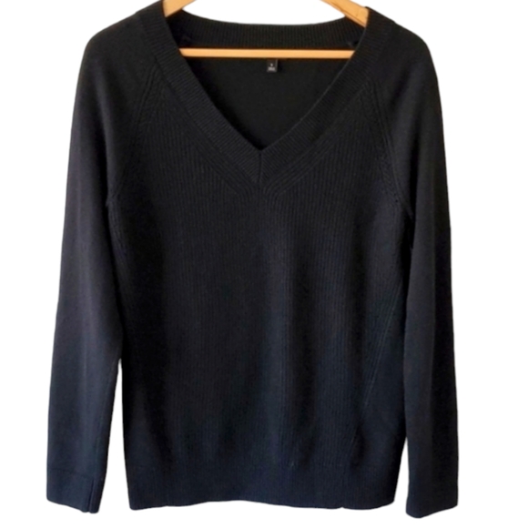 Talbots Sweaters - Talbots V-Neck Black Wool Cashmere Blend Knit Cardigan Sweater Women's Sz S